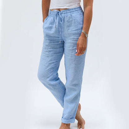 🌸Dernier jour de soldes – 70 % de réduction !!🌸 Pantalon décontracté femme en coton et lin, taille élastique