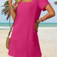 💕Promotion d'été : 50 % de réduction 👗Robe de style détendu pour femmes, avec col carré, manches courtes et poches.