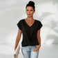 💥GRANDE VENTE💷Meilleur prix👚T-shirt élégant à manches courtes avec col en V torsadé