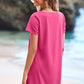 💕Promotion d'été : 50 % de réduction 👗Robe de style détendu pour femmes, avec col carré, manches courtes et poches.