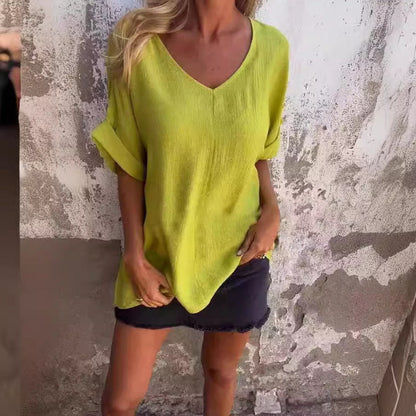 🌺 ACHETEZ 2, LIVRAISON GRATUITE 🌺 Haut à col en V surdimensionné pour femmes