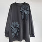 🔥VENTE CHAUDE🔥 Sweat-shirt ample pour femmes avec décoration florale 3D