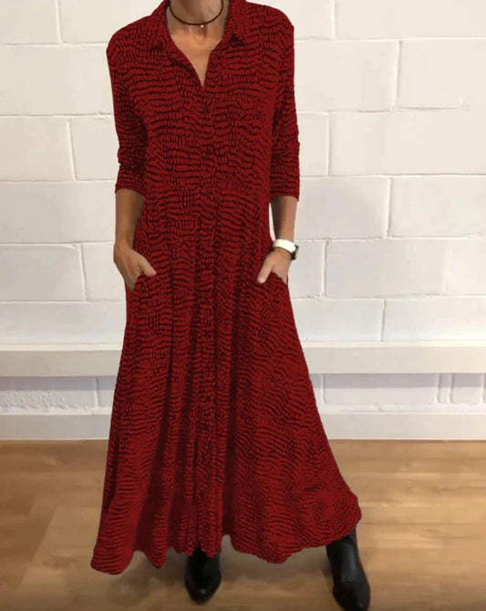 ⏳Vente limitée 50 % DE RÉDUCTION🌸Robe élégante cintrée avec poches et col à revers