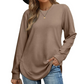 🍂Soldes D'Automne : 50 % DE RÉDUCTION🔥Haut femme automne manches longues uni, coupe ample, ourlet asymétrique, confortable pour tous les jours