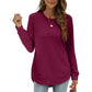 🍂Soldes D'Automne : 50 % DE RÉDUCTION🔥Haut femme automne manches longues uni, coupe ample, ourlet asymétrique, confortable pour tous les jours