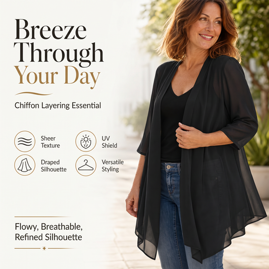 🛍️Grande braderie de saison ! ‑62% De Remise 🍂 Cardigan en mousseline léger ouvert sur le devant pour femme