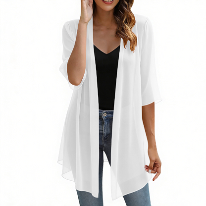 🛍️Grande braderie de saison ! ‑62% De Remise 🍂 Cardigan en mousseline léger ouvert sur le devant pour femme