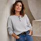 💥‑50 % DE RÉDUCTION ! 👚 Sweat-shirt décontracté en maille gaufrée pour femme – Coupe ample, manches longues, col boutonné