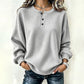 💥‑50 % DE RÉDUCTION ! 👚 Sweat-shirt décontracté en maille gaufrée pour femme – Coupe ample, manches longues, col boutonné