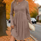 🍂 -50% DE RÉDUCTION LIMITÉE 👚 Robe mi‑longue A‑line en maille côtelée pour femme, manches longues, coupe ample fluide, robe décontractée automne‑hiver