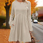 🍂 -50% DE RÉDUCTION LIMITÉE 👚 Robe mi‑longue A‑line en maille côtelée pour femme, manches longues, coupe ample fluide, robe décontractée automne‑hiver