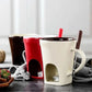 🍫 PROMO FLASH : 50% DE RÉDUCTION ! ☕Tasse à Fondue en Céramique 200ml avec Fourchette, Chauffe par Bougie, pour Chocolat et Fromage, Idéal Soirée Gourmande🍪