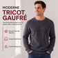 ⏰ -50% DE RÉDUCTION LIMITÉE 👕 Pull en Maille Gaufrée pour Homme, Coupe Décontractée, Idéal Tous les Jours