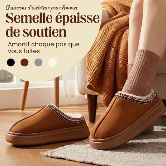 ❄️Promotion spéciale : -50 % DE RÉDUCTION🥾Chaussons Femme Hiver, Semelle Épaisse Antidérapante, Doublure Fourrée Ultra Chaude, Design Brodé Ethnique